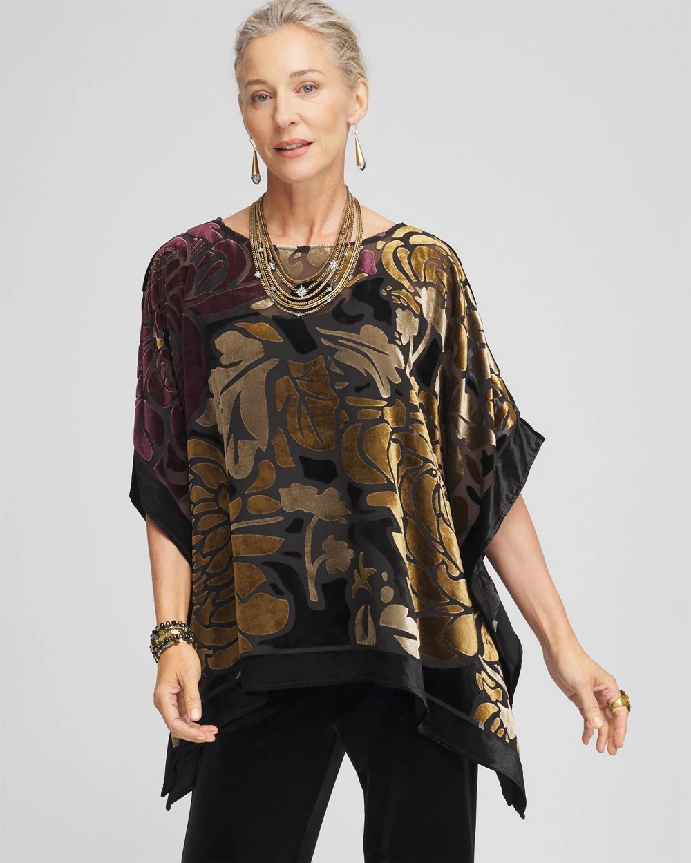 Travelers™ Collection Velvet Print Poncho | Chico's